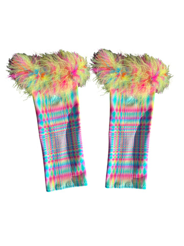 Arm Cuffs - Rainbow Vortex Feathers!