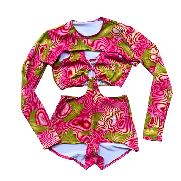 Bolero Sleeves - Pink & Teal