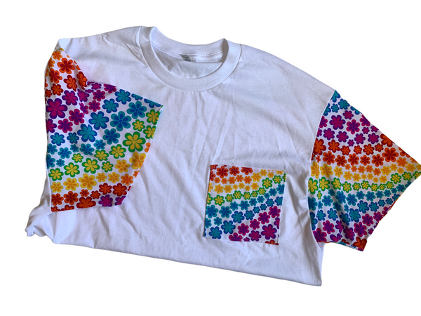 Rainbow Dazey White Unisex Pocket T-Shirt